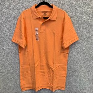SADDLEBRED Men's Short Sleeve Polo 100% Cotton Pullover Orange Shirt Medium #963